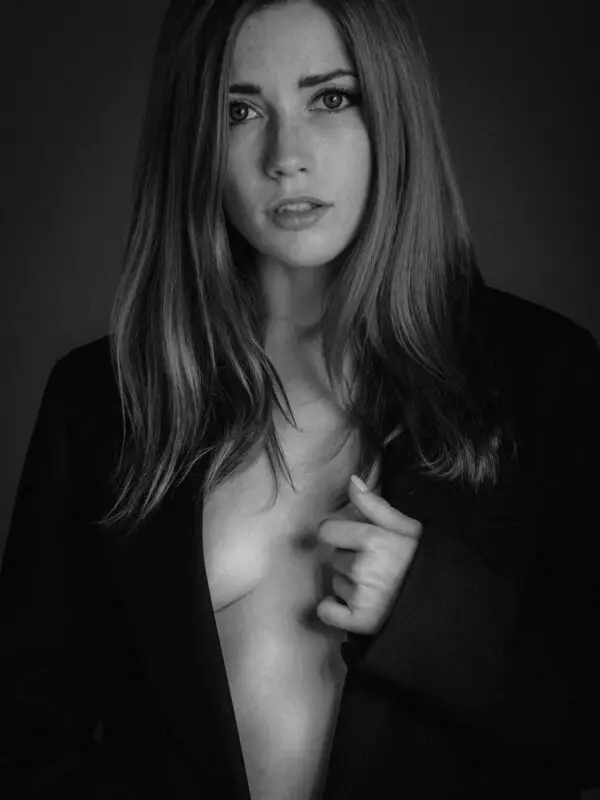 Grayscale fine art portrait of a woman in soft light, evoking quiet emotion, presence, and poetic stillness – Anna’s Visit