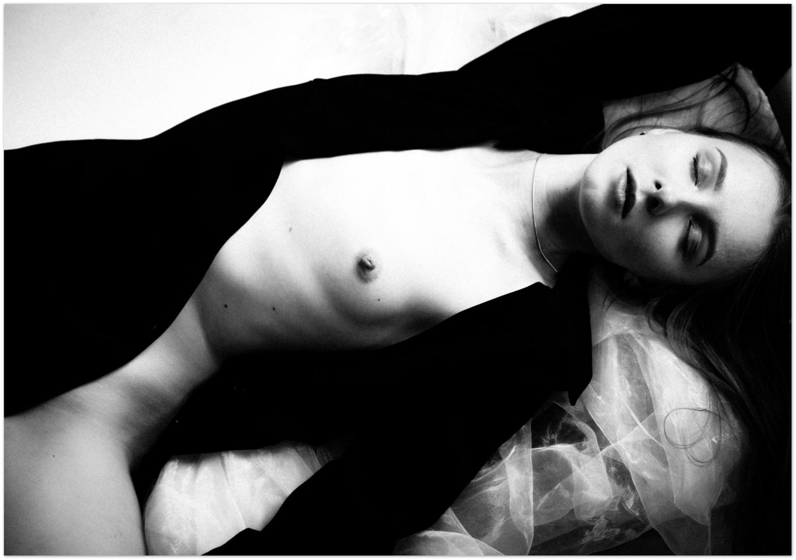 Sleeping Beauty Dramatic Black and White Portrait of a Sleeping Beauty