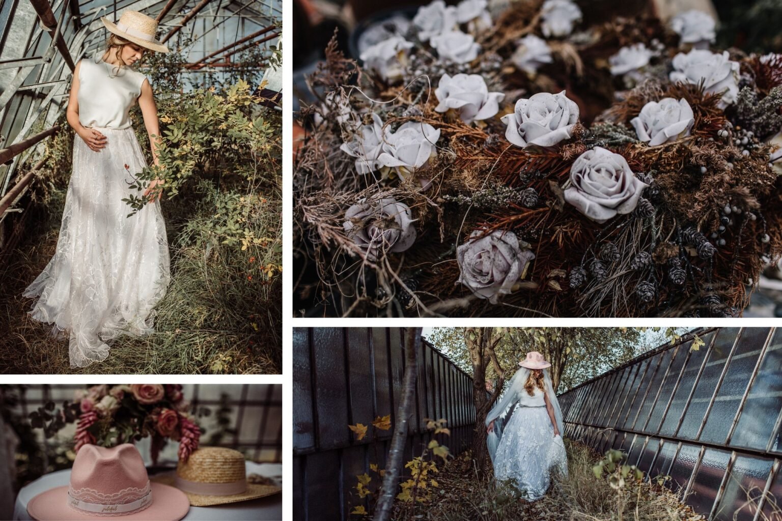 bridal fashion model in an old nursery